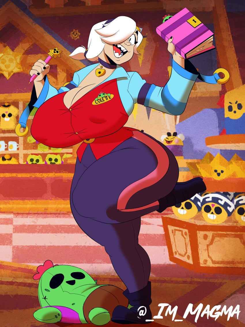 big_breasts brawl_stars colette_(brawl_stars) elpiromanias female spike_(brawl_stars) supercell tagme