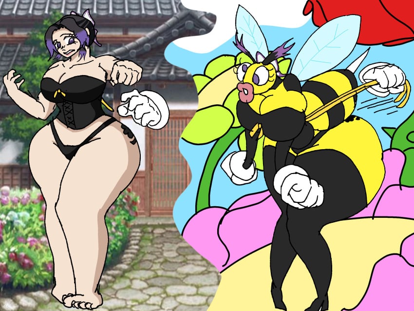 ass_expansion bimbofication breast_expansion corset demon_slayer female hair_color_change hair_growth heeled_feet hourglass_expansion kochou_shinobu lip_expansion skin_color_change thick_thighs thigh_expansion toon-bomber toonification transformation transformation_sequence wasp wasp_girl wasp_humanoid wasp_waist wide_hips