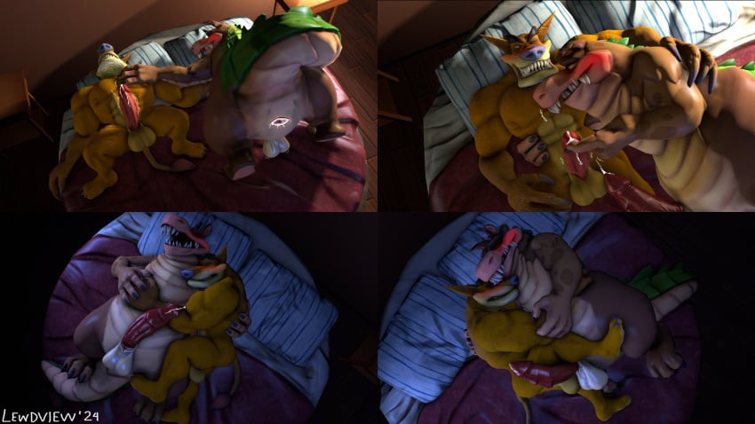 16:9 3d_(artwork) activision after_sex after_sex_sleeping afterglow anthro anus ass balls bed bedroom belly better_version_at_source big_belly blush bodily_fluids canid canine canis closed_eyes crash_(series) crocodile crocodilian cuddling cum dasyuromorph digital_media_(artwork) dingo dingodile duo eyebrows fr34ky4urry123 furniture genital_fluids genitals grin hand_on_pec happy heads_together hi_res hug hybrid lewdview looking_at_another looking_pleasured lying male male/male mammal marsupial muscular muscular/overweight muscular_anthro muscular_male nipples nude on_back on_bed on_front on_side one_eye_closed open_mouth overweight overweight/muscular overweight_anthro overweight_male pecs penis penis_between_thighs pillow pivoted_ears raised_eyebrows recently_extinct_species reptile romantic romantic_ambiance romantic_couple scalie sequence sleeping smile spread_legs spreading tail teeth thylacine tiny_tiger touching_penis widescreen wink