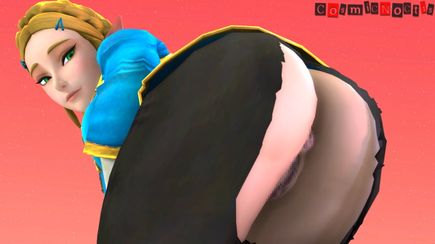 3dcg ass big_butt blonde_hair breath_of_the_wild censored cosmicnoctis fresh_pussy green_eyes heavenly_ass princess_zelda solo the_legend_of_zelda zelda_(breath_of_the_wild)