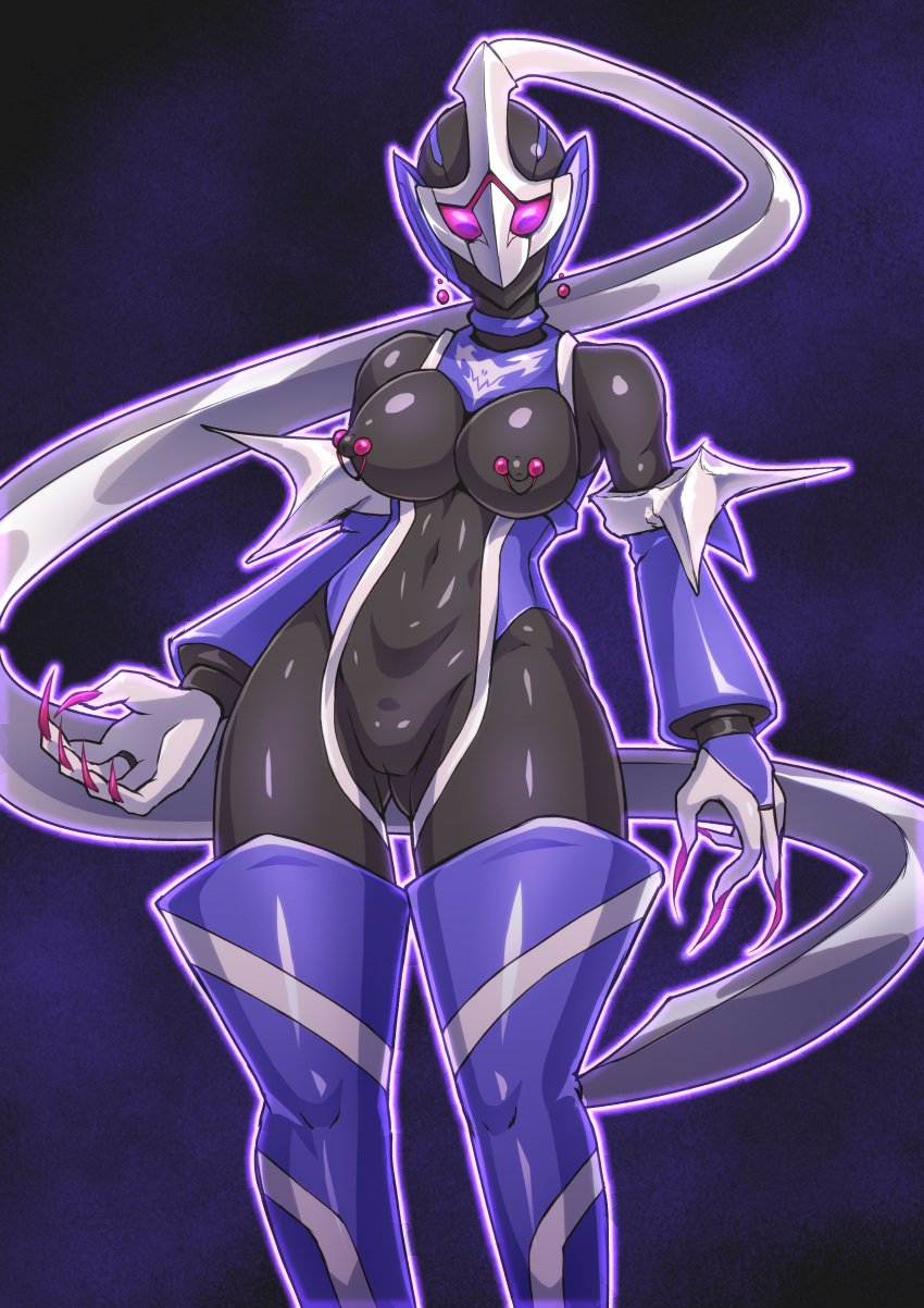 1girls artist_name black_background black_bodysuit bodysuit breasts_out claws corrupted corruption demon_girl demonic demonic_eyes earrings female female_combatant female_focus female_only full_body helmet heroine kamen_rider kamen_rider_jeanne kamen_rider_revice_(series) long_fingernails long_nails looking_at_viewer monsterification nipple_bulge nipple_piercing nipple_piercings_under_clothes nipples nipples_visible_through_clothing no0o0n0o0on pink_nails pussy pussy_lips pussy_peek sakura_igarashi sharp_claws sharp_nails spikes super_sentai thick_thighs thighhighs thighs tight_bodysuit vampire vampirism waist waist_length_hair