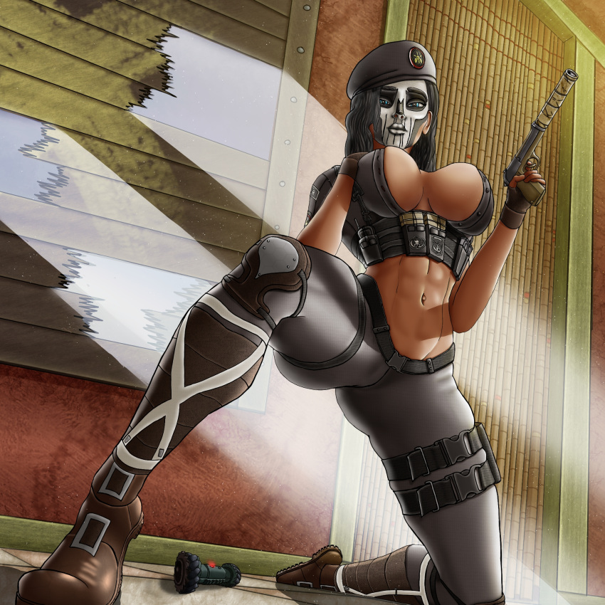 big brazilian brazilian_female breasts caveira_(rainbow_six) drone drone(rainbow_six_siege) female military pussy rainbow_six rainbow_six_siege thighs