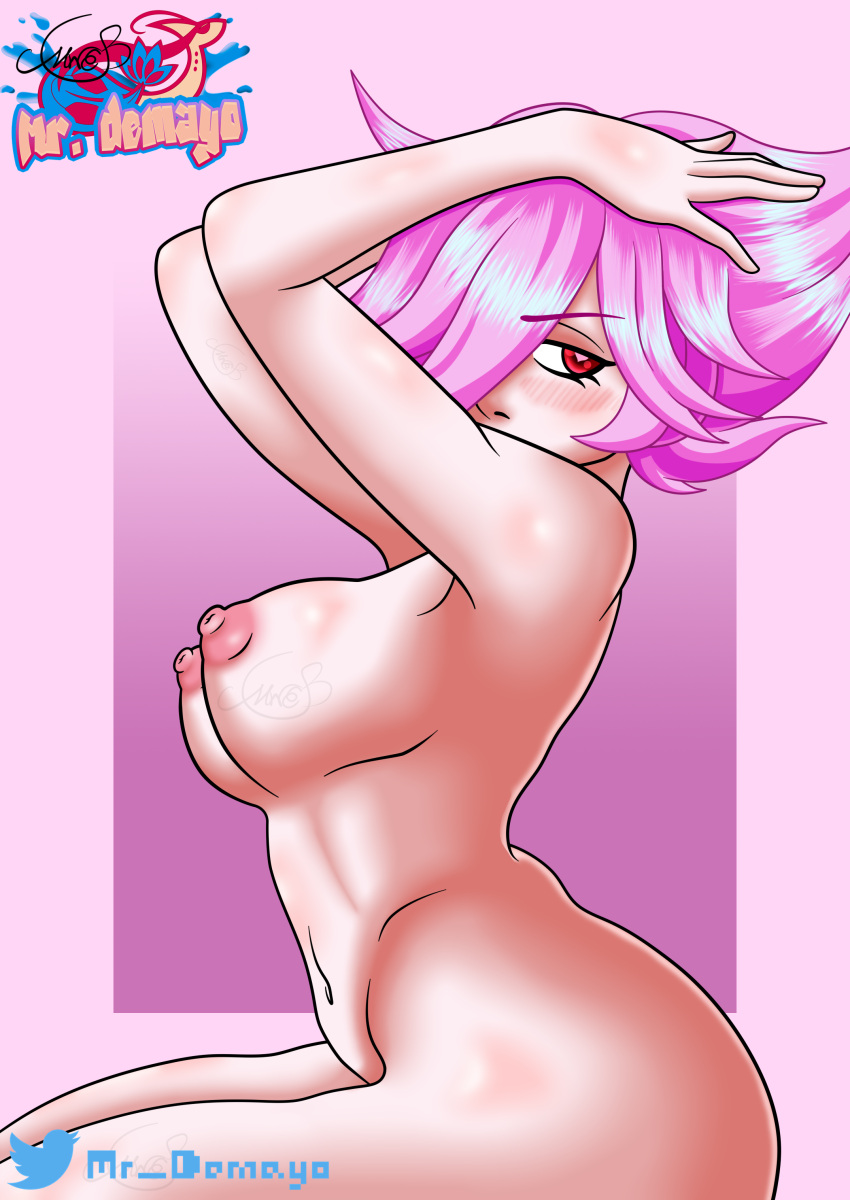 belly big_breasts karma_(rosita) karmavt large_breasts nude nude_female owozu pink_eyes pink_girl pink_hair pink_nipples tummy virtual_youtuber vtuber