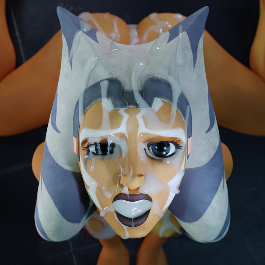 3d ahsoka_tano airress3d_(3d-modeller) alien alien_girl alien_humanoid all_fours ass background blender blue_eyes bukkake clone_wars completely_nude cum cum_drip cum_everywhere cum_in_mouth cum_on_ass cum_on_body cum_on_face cum_overflow eyelashes eyes facepaint facial facial_markings female female_only front_view headband headgear headgear_only highres horn humanoid lips looking_at_viewer lydaz messy naked_headwear nude nude_female nudity on_floor open_eyes open_mouth orange-skinned_female orange_body orange_skin solo solo_female solo_focus spread_legs star_wars tentacle tentacle_hair teteh the_clone_wars:_season_seven togruta