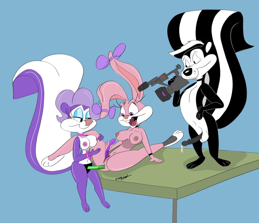 absurd_res anal anthro babs_bunny bow_(feature) bow_accessory breasts choker dildo ear_bow emanuelanimate female female/female fifi_la_fume genitals group hi_res jewelry looney_tunes mammal mephitid necklace penis pepe_le_pew pussy sex sex_toy skunk strapon tiny_toon_adventures trio twin_bows twin_ear_bows warner_brothers