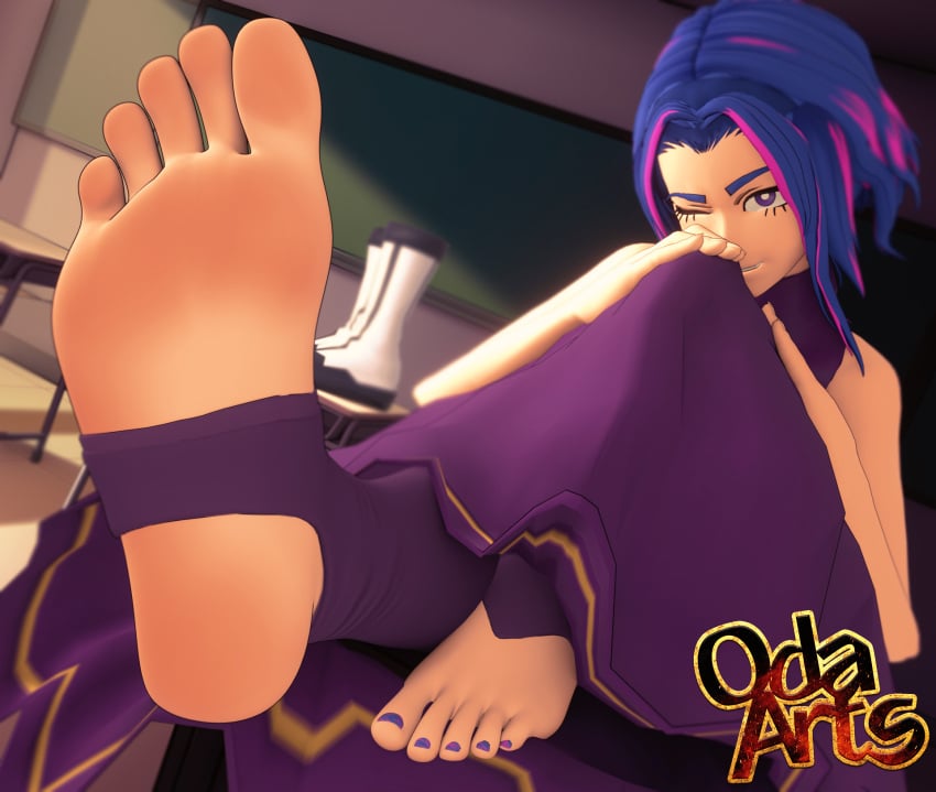 1girls background big_feet boots boots_removed feet feet_up foot_fetish foot_focus fully_clothed kaina_tsutsumi lady_nagant long_legs long_toes looking_at_viewer meaty_soles my_hero_academia oda_arts painted_toenails presenting_feet purple_hair purple_nails purple_toenails school soles solo solo_female stirrup_legwear stirrup_stockings toeless_legwear toenail_polish toenails toes watermark wink