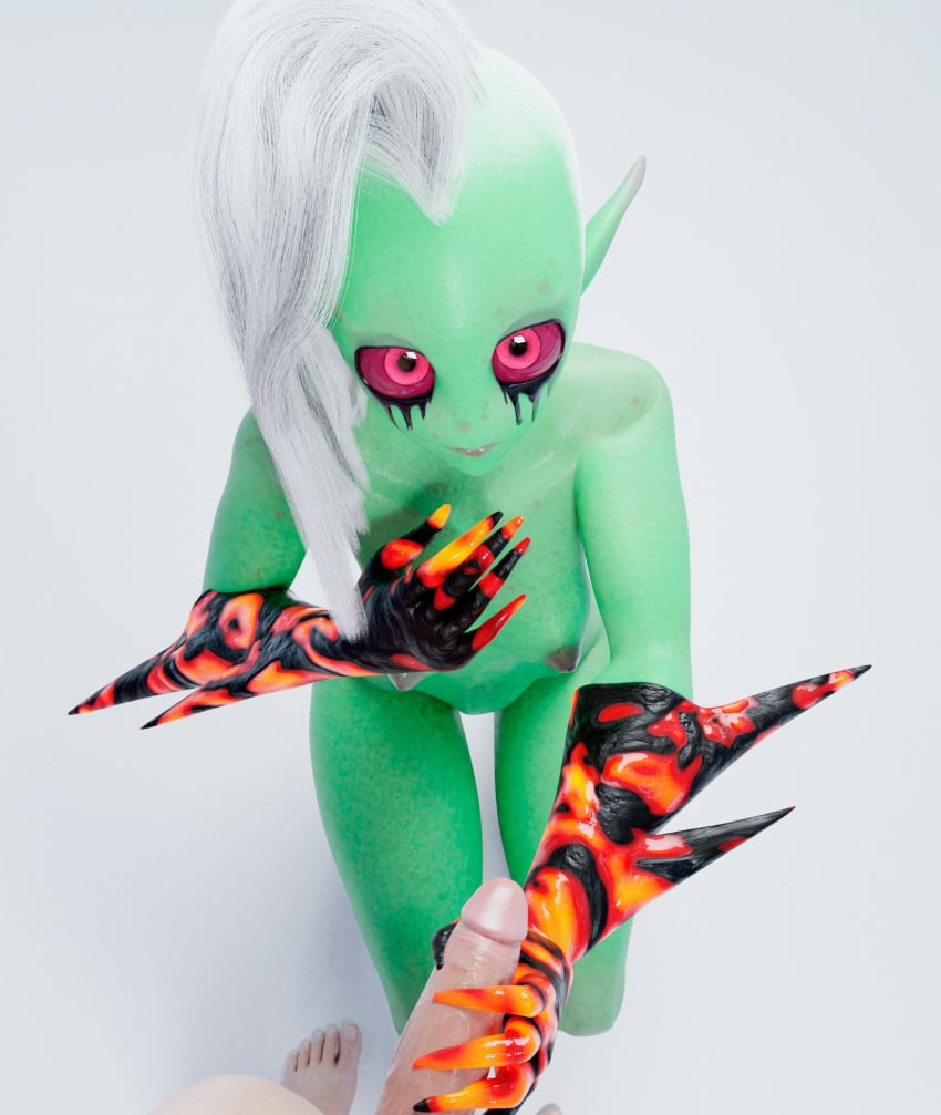 3d alien_girl alien_humanoid disney disney_channel disney_xd female green_skin handjob high_resolution jos_bobot light-skinned_male lord_dominator male male/female nipples nude nude_female penis semen straight villainess wander_over_yonder white_hair