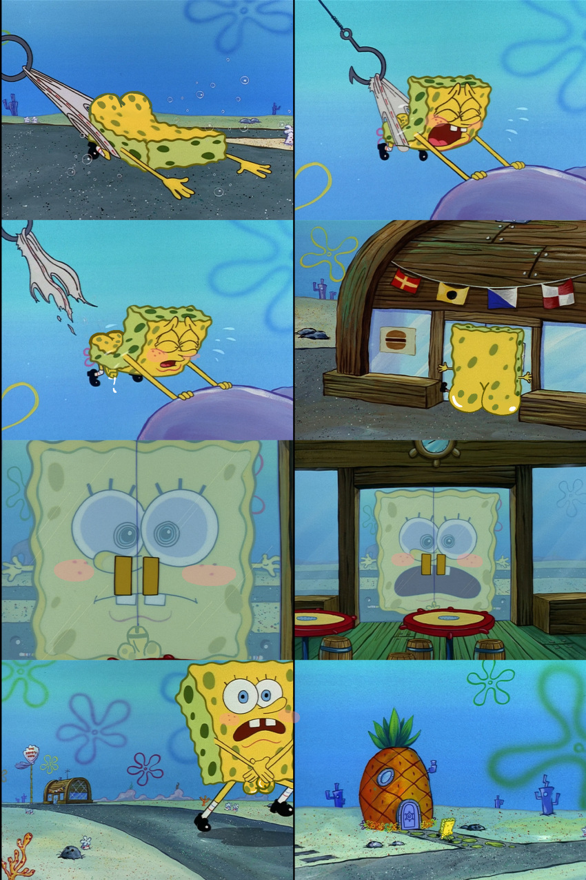 ass ass_cleavage butt_crack dick embarrassed krusty_krab sea_sponge smooth_skin spongebob_squarepants spongebob_squarepants_(character)