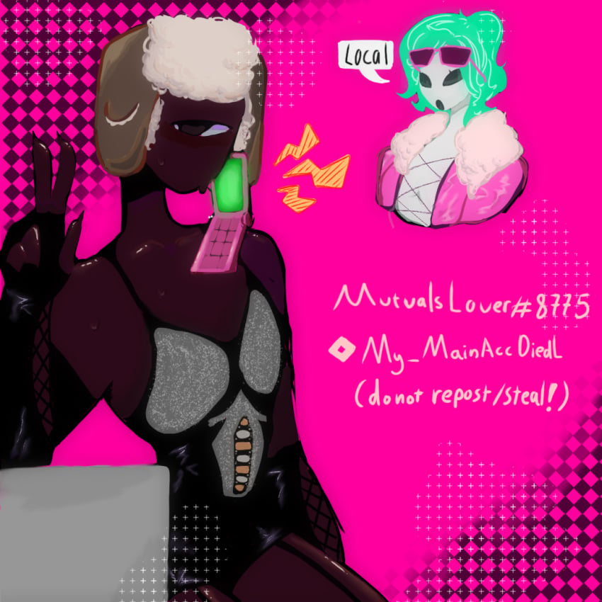 1:1 2d 2d_(artwork) 2d_artwork ambush_(doors) awkwardnesss black_body black_goo cyclops digital_art digital_drawing digital_drawing_(artwork) digital_media digital_media_(artwork) discord_tag doors_(roblox) female male monsters pink_background pink_clothing pink_phone roblox roblox_game seek_(doors) self_upload shiny_skin text