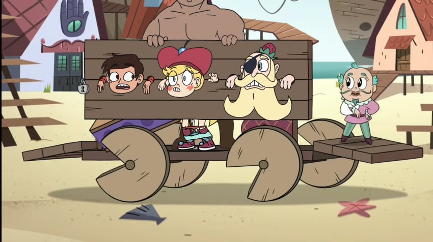 accurate_art_style ambiguous_penetration bent_over captured female from_behind implied_sex marco_diaz pillory river_johansen star_butterfly star_vs_the_forces_of_evil sunnie