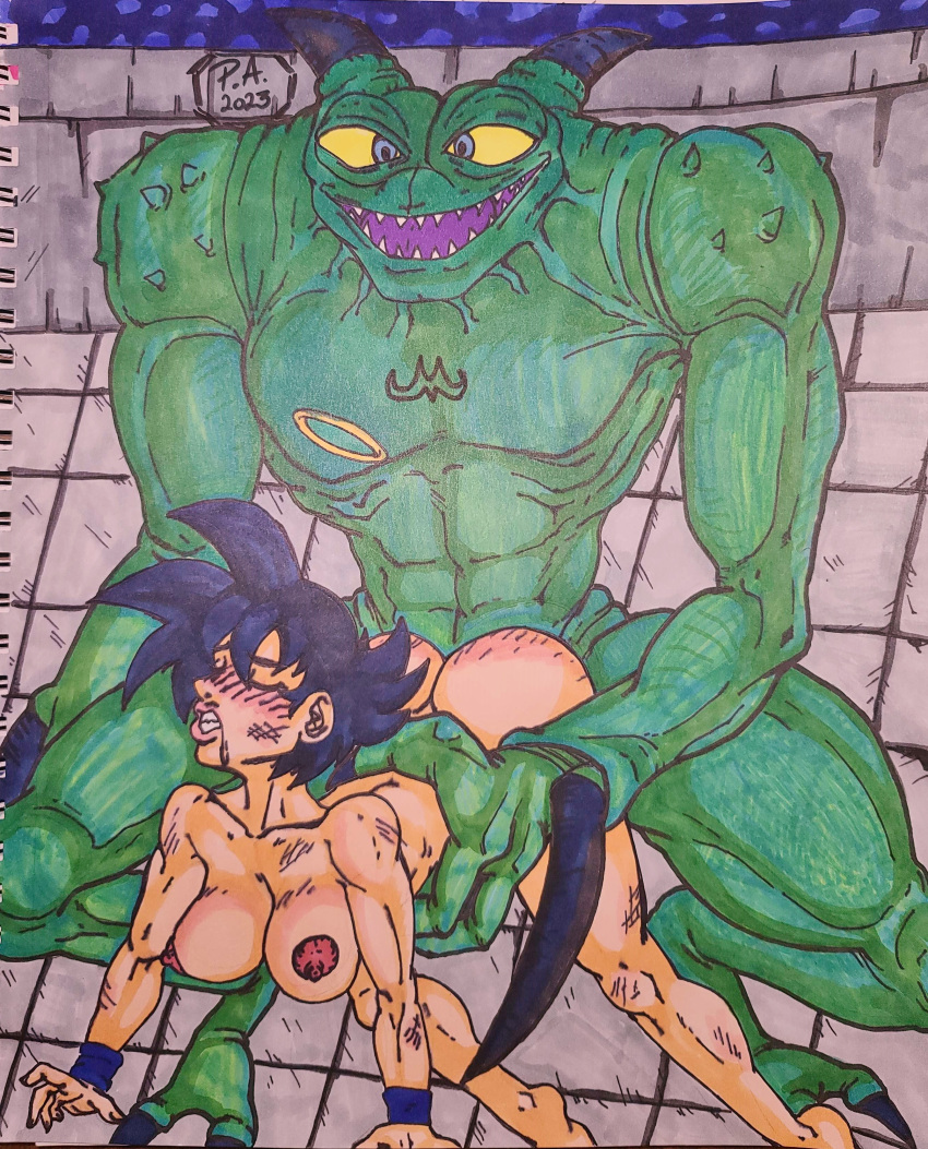 beaten cross_species defeated defeated_heroine dragon_ball dragon_ball_super dragon_ball_z female_goku forced fucked_silly nude_female princeadam rape rule_63 son_goku traditional_media_(artwork) yakon