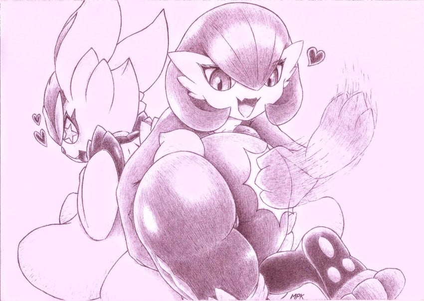 2girls anthro ass big_ass cinderace enjoying female_cinderace female_dominating_female female_domination female_gardevoir female_only femdom femsub fullfolka fur furry gardevoir lesbian nintendo over_the_knee over_the_knee_spanking pokémon_(species) pokemon pokemon_(species) spanking submissive_female yuri