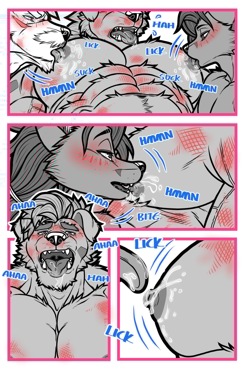 abs absurd_res anthro barazoku canid canine cl.rudolph dolan_rudolph_wade duo fangs floppy_ears fox garth_mentzel_monroe group hair hi_res humanoid linked_nipples long_hair male male/male mammal mr.horton mythological_canine mythological_creature mythology nipple_fetish nipple_play nipple_suck nipples open_mouth sucking teeth tongue tongue_out trio werecanid werecanine werecreature werewolf