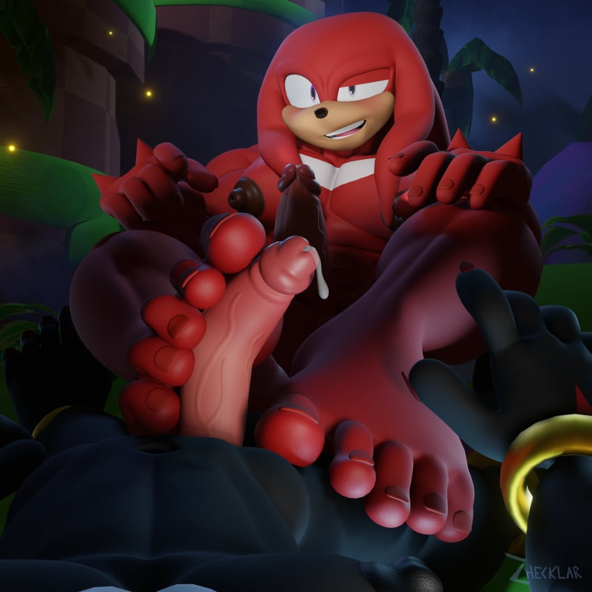 2boys 3d 3d_(artwork) 5_fingers 5_toes absurd_res anthro balls ballsack barely_visible_balls black_body blush body_fur digital_media_(artwork) duo echidna erection eulipotyphlan feet fingers foot_fetish foot_play footjob foreskin foreskin_folds gay gay_sex genitals hedgehog hi_res humanoid_feet humanoid_genitalia humanoid_penis knuckles_the_echidna male male/male male_nipples male_only male_pov mammal monotreme muscles muscular muscular_anthro muscular_male nails nipples nude nude_male pecs penis perspective plantigrade precum puffy_nipples red_body retracted_foreskin scenery scrotum sega sex shadow_the_hedgehog smile smirk sonic_(series) sonic_the_hedgehog_(series) testicles toenails toes toony uncircumcised uncut veiny_penis zhecklar