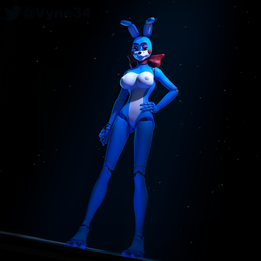 3d 4k animatronic big_breasts bonnie_(fnaf) bow cold five_nights_at_freddy's genderswap genderswap_(mtf) hand_on_hip looking_at_viewer metallic_body rabbit rabbit_ears rabbit_girl rabbit_humanoid rabbit_tail rule_63 solo source_filmmaker standing toy_bonnie_(fnaf) vyne