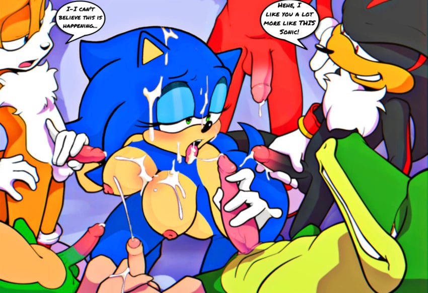 1girls 6boys after_transformation bimbofication covered_in_cum cum_in_mouth fan_edit fellatio gangbang gender_transformation genderbend genderswap horny_female knuckles_the_echidna male_pov miles_prower oral_sex rule_63 scourge_the_hedgehog sega shadow_the_hedgehog sonic_(series) sonic_the_hedgehog sonic_the_hedgehog_(series) sonique_the_hedgehog tails tails_the_fox vector_the_crocodile