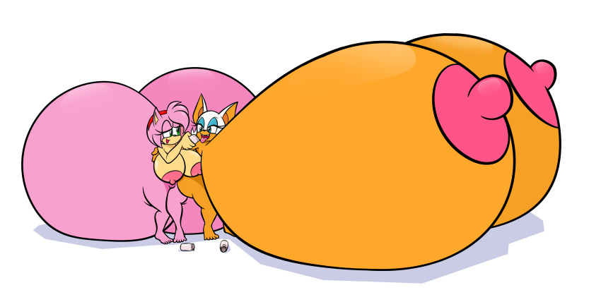 absurd_res amy_rose ass ass_built_separately big_breasts big_butt breast_expansion breasts butt_expansion drugs duo enjoying_expansion expansion female fur genitals growth happy hi_res huge_breasts huge_butt hyper hyper_breasts hyper_butt hyper_nipples immobile loverk90 nipples nude pill_bottle pills pink_body pink_fur pussy rouge_the_bat sega simple_background smile sonic_(series) sonic_the_hedgehog_(series) tan_body tongue tongue_out white_background white_body white_fur