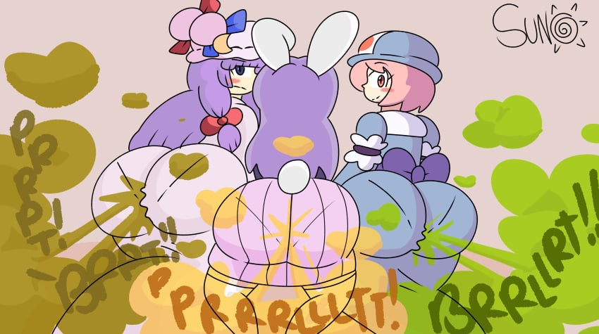 ass ass_in_dress big_butt brap brappycatty enormous_ass fart fart_fetish farting farting_at_viewer farts fetish gassy looking_at_viewer patchouli_knowledge reisen_udongein_inaba touhou touhou_project yoshizilla yuyuko_saigyouji