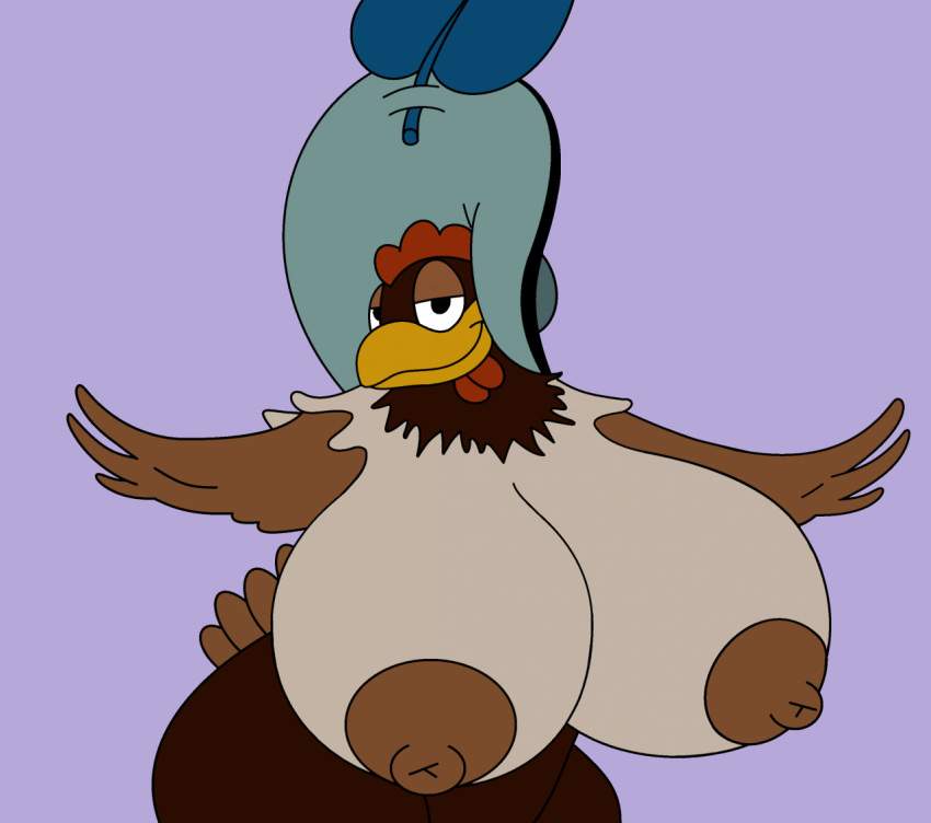 chicken clara_cluck disney fat_breasts heavymetalrules huge_breasts looking_at_viewer nipples presenting_breasts