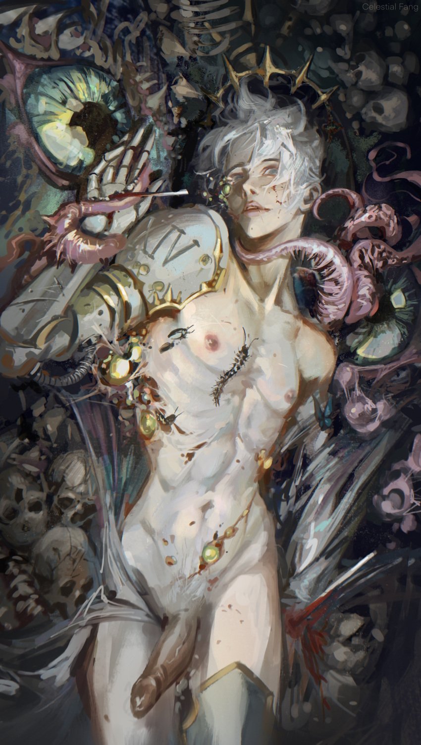 1boy archon_of_flesh boils chaos_(warhammer) death_guard femboy insects male_focus mortarion_(warhammer_40k) nightmare_husbando nipples nurgle penis penis_out post-human primarch skulls solo_male tentacle twink warhammer_(franchise) warhammer_40k white_hair