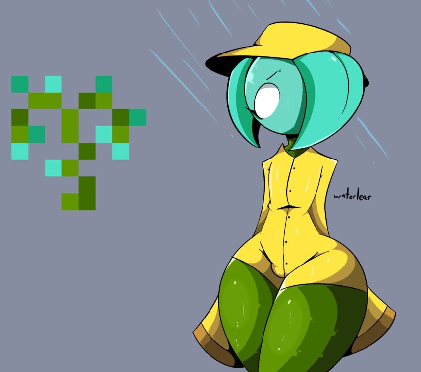 flower flower_girl herb plant plant_girl plant_humanoid raincoat terraria treshbaggy waterleaf waterleaf_(terraria)