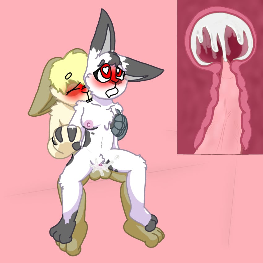 <3_eyes 1:1 anthro bite blonde_hair blush bodily_fluids breasts closed_eyes cum cum_in_pussy cum_in_uterus cum_inside darlan_bunnit darli_buni domestic_rabbit duo dutch_rabbit english_spot female fur genital_fluids hair hand_holding heart hi_res holding_breast internal internal_vaginal lagomorph leporid lexi_copperfur(darli_buni) male male/female mammal neck_bite on_lap orgasm orgasm_face oryctolagus penetration pink_background prosthetic prosthetic_arm prosthetic_limb rabbit shoulder_tuft simple_background sitting_on_lap spots spotted_body spotted_fur tan_body tan_fur tuft uterus vaginal_penetration vaginal_penetration white_body white_fur