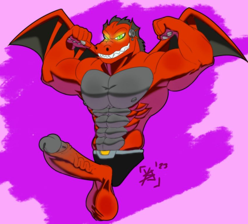 absurd_res anthro balls dragon erection gay genitals hi_res male male/male male_only nickelodeon nipples nude penis saggy_balls scalie simple_background solo straight_hair super_bike superbike the_fairly_oddparents torso_shot wings yukein