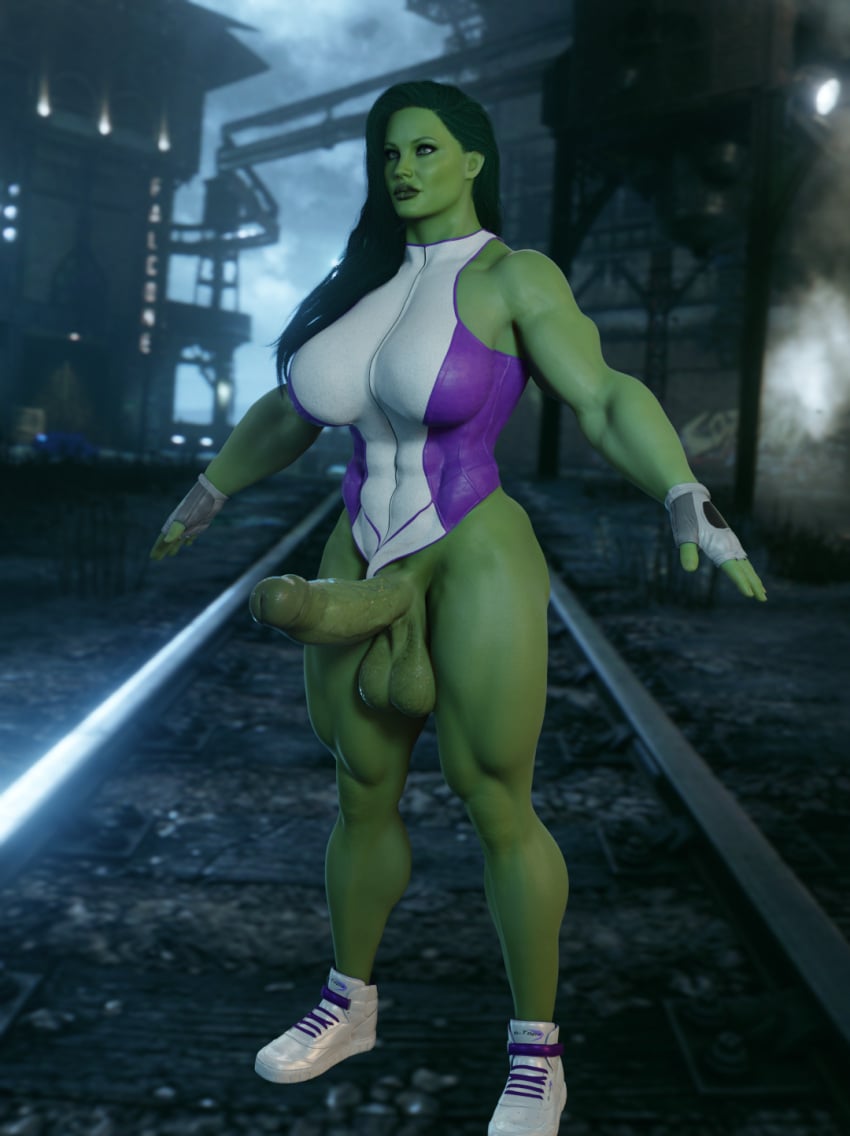 1futa 3d amazonium big_penis futa_only futanari marvel marvel_comics muscular muscular_futanari penis she-hulk solo source_request tagme