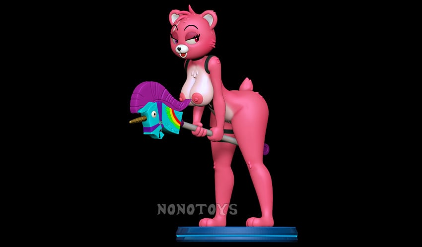 3d 3d_(artwork) anthro bear cuddle_team_leader digital_media_(artwork) epic_games equid equine female feral fortnite hi_res horn looking_back mammal nipples nonotoys pink_body pink_nipples pinup pose raised_tail solo tail unicorn