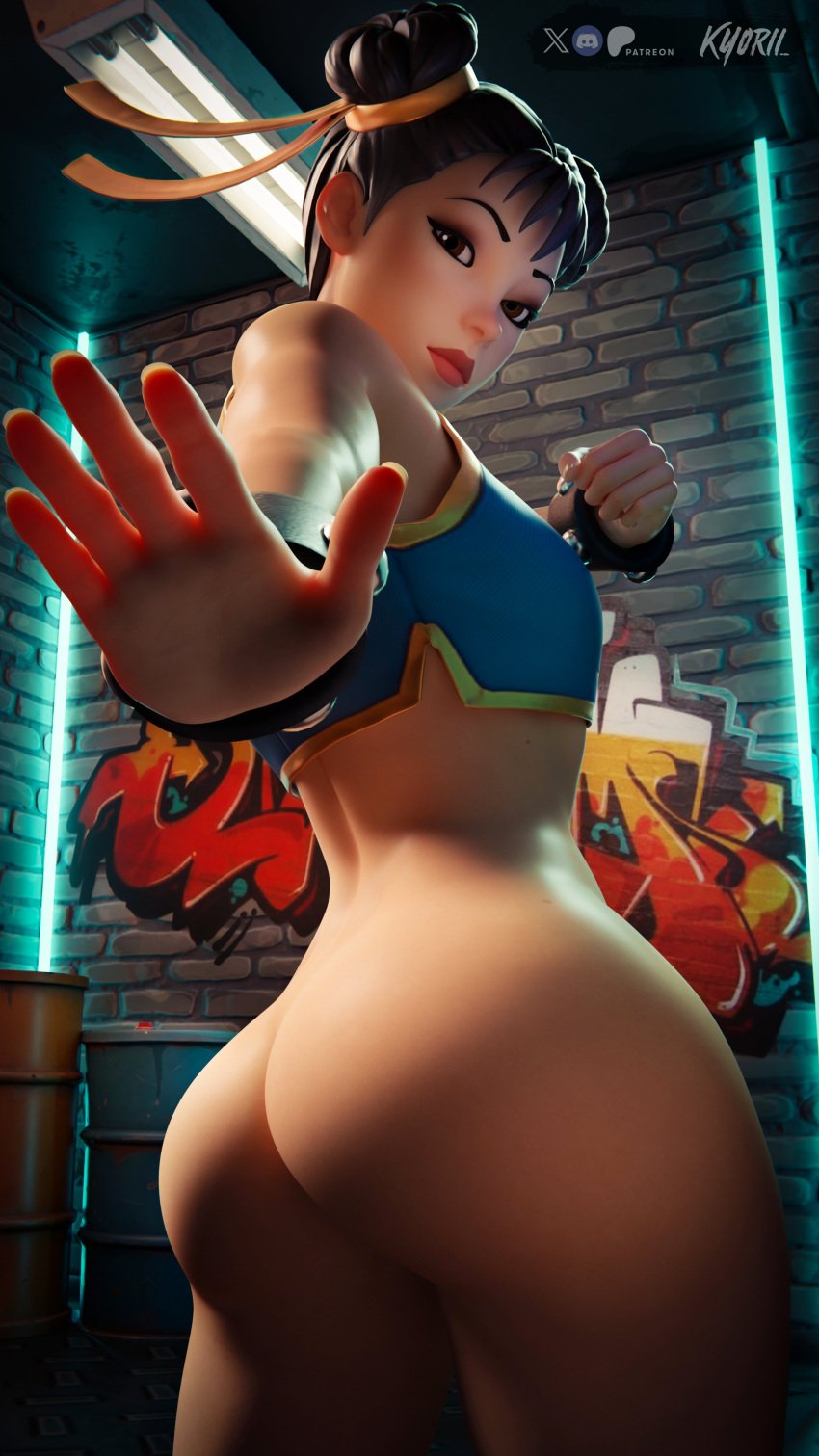 1girls 3d 3d_(artwork) asian asian_female ass ass_focus big_ass blender butt capcom chun-li chun-li_(fortnite) epic_games female female_only female_solo fortnite fortnite:_battle_royale highres ky0rii looking_at_viewer looking_back no_panties no_pants only_female paag pose posing solo solo_female solo_focus street_fighter street_fighter_v thick_ass thick_legs video_game_character watermark