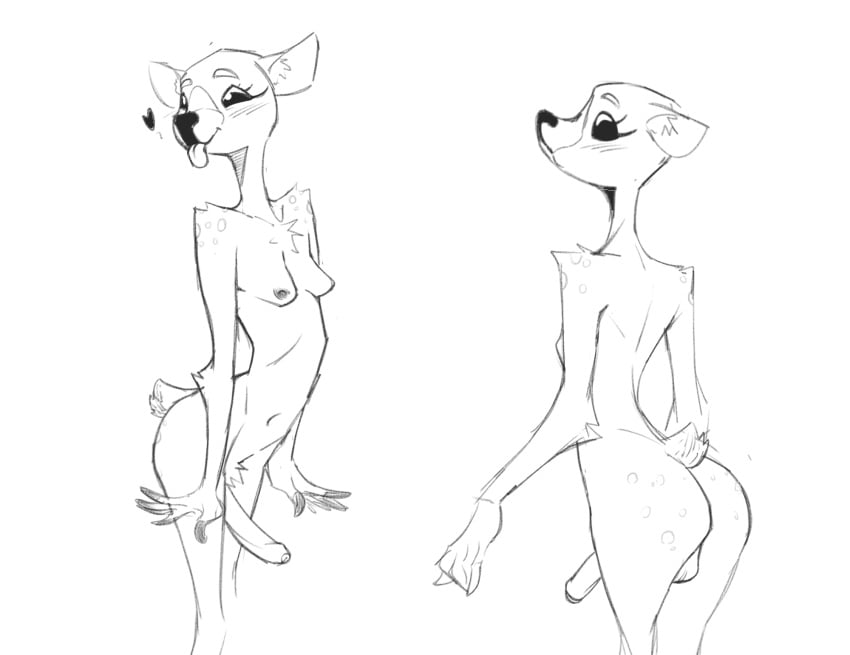 ass deer_girl furry furry_female furry_futa futanari kinky_rat pubic_tuft pussy self_upload skinny small_breasts smiling spots tongue_out