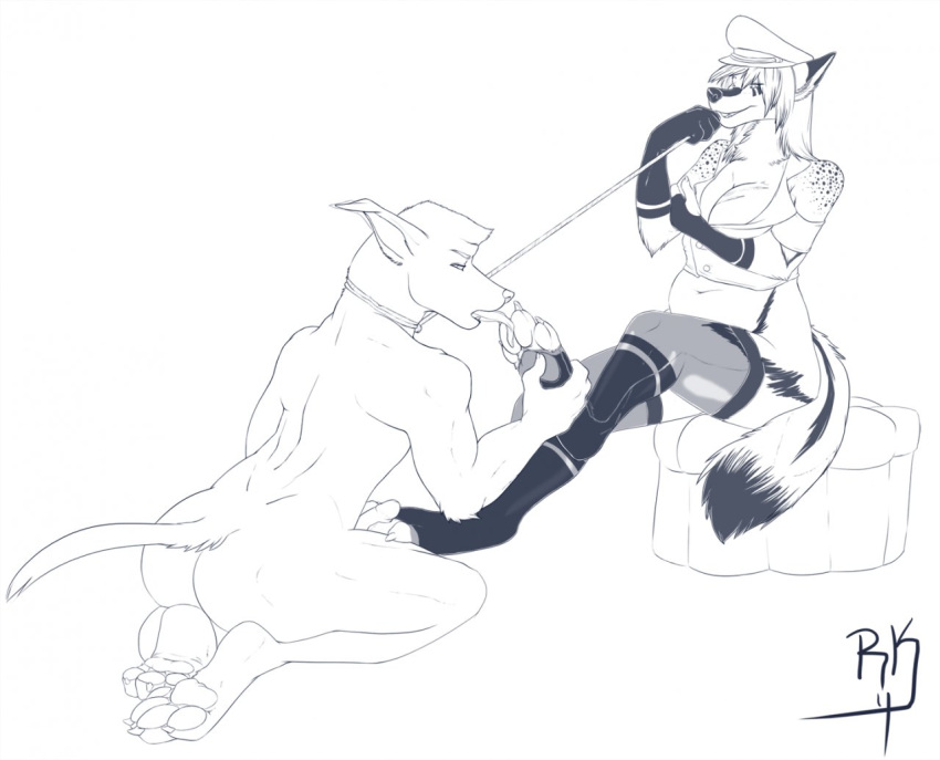 anthro breasts canine domination female femdom foot_worship footjob fur furry jackal nazi nihil_(jackal) rokemi shepherd wolf