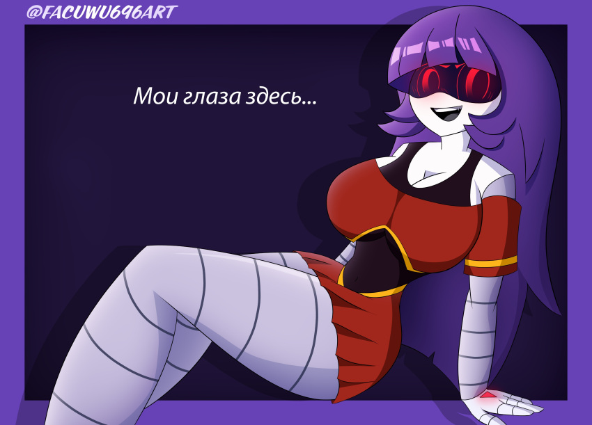 1girls 2d doll_(murder_drones) facuwu696art female female_only humanoid murder_drones robot robot_girl robot_humanoid russian_text screen_face solo tagme text