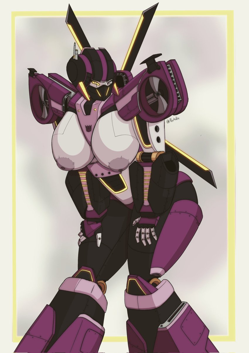 1girls big_breasts breasts busty fan_character female female_only huge_breasts large_breasts mask masked_female mechavee metallic_body oc original_character robot robot_girl robot_humanoid solo solo_female transformers yellow_eyes