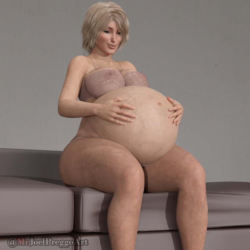 1girls 3d belly big_belly big_breasts blonde_hair breasts female mrjoelpreggoart nipples nipples_visible_through_clothing pregnant solo translucent_clothing veiny_belly