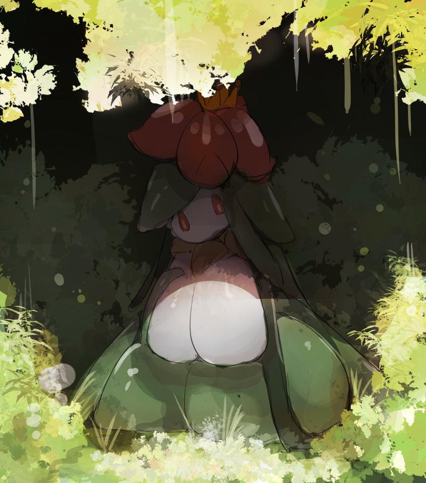 1girls big_breasts blush breasts female flower flower_in_hair green_hair humanoid large_breasts lilligant menyang my700 nintendo nipples orange_eyes plant plant_girl plant_humanoid pokemon pokemon_(species) straight video_games