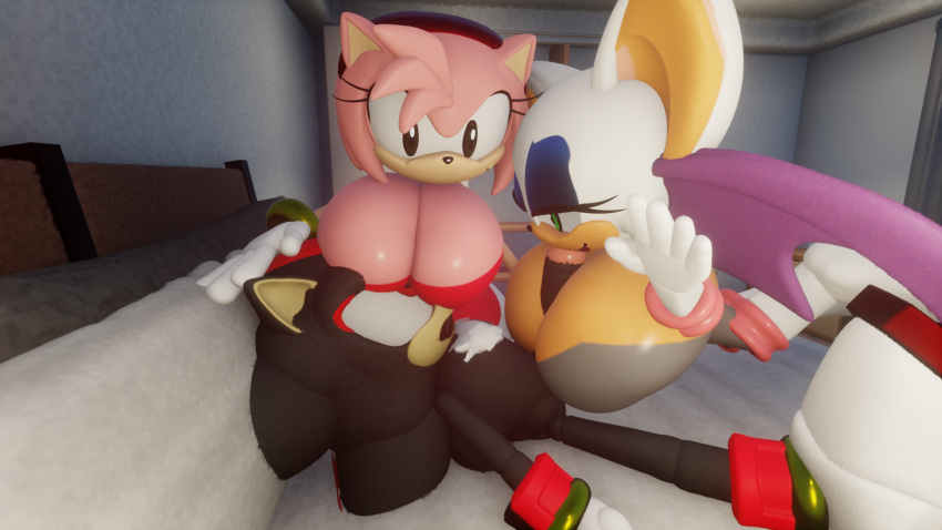 3d 3d_model amy_rose artist_request big_breasts clothing large_breasts mobian mobian_(species) mobian_bat paizuri rouge_the_bat sega shadow_the_hedgehog smothering_breast sonic_(series) sonic_adventure_2 sonic_the_hedgehog_(series) threesome titfuck titjob two_girls