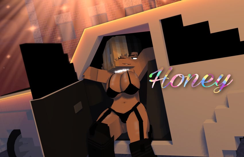 3d black_and_blonde_hair female looking_at_viewer mine-imator minecraft theactualhoney