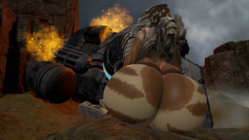 1male 2024 3d 3d_(artwork) alien ass crash_landed digital_media_(artwork) fagottini31 fat_ass femboy fire large_ass markings monster predator_(franchise) yautja