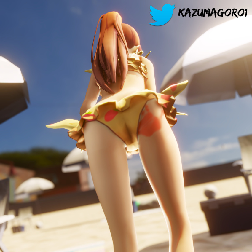 3d after_sex beach bikini cum cum_in_pussy cum_inside kazumagoro1 persona persona_5 sakura_futaba spank_marks