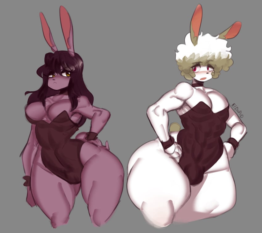 1boy1girl big_hips big_thighs boobs breasts bulge bunny_boy bunny_girl bunnysuit butt curvaceous curvy curvy_body curvy_hips duo eldiipiid femboy girly hand_on_hip harry_gray_(eldiipiid) hips huge_hips huge_thighs ivy_(eldiipiid) nervous thick_thighs thighs tits voluptuous voluptuous_male wide_hips