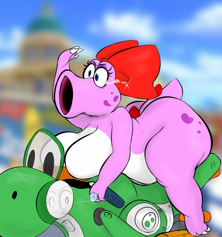 1girls alternate_version_available anthro big_breasts birdetta birdo breasts female female_only mario_(series) mario_kart nintendo plantedpot solo tagme