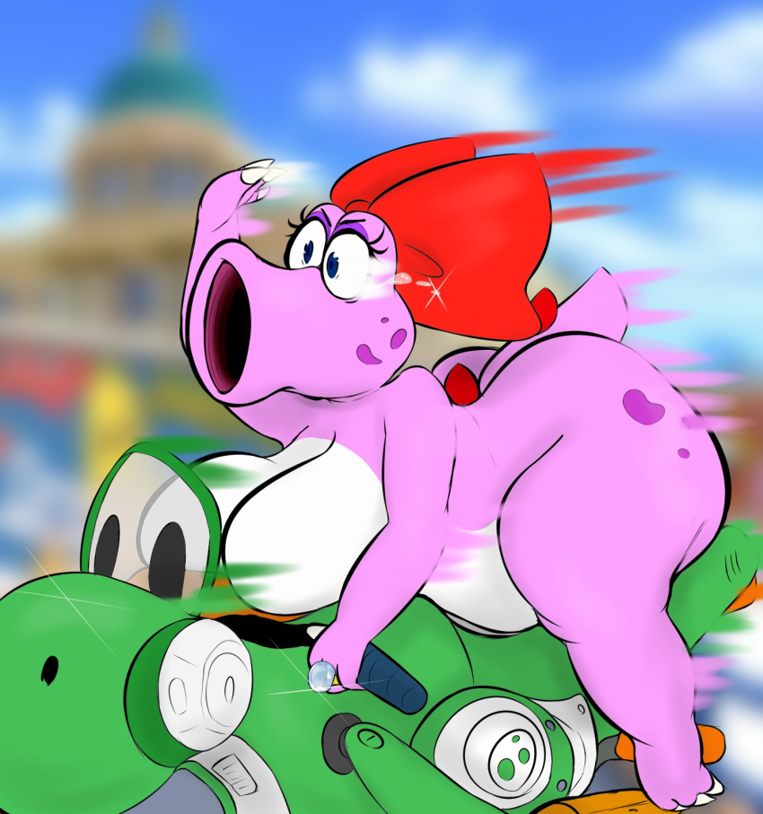 1girls alternate_version_available anthro big_breasts birdetta birdo breasts female female_only mario_(series) mario_kart nintendo plantedpot solo tagme