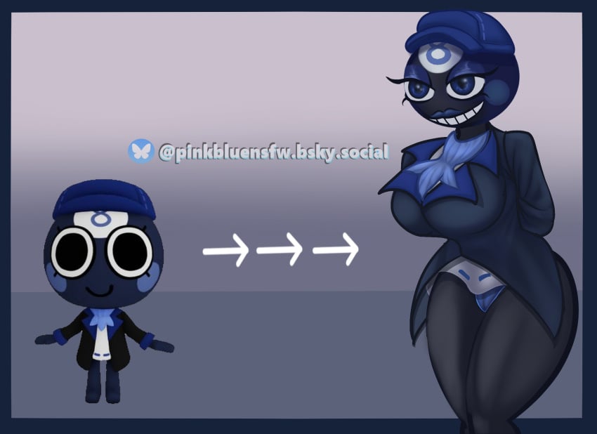 adult aged_up baseball_cap big_breasts blue_eyes blue_lipstick cap costume dandy&#039;s_world dandys_world grown_up lipstick no_pants pinkbluensfw sexy_pose thick_thighs thighs toodles_(dandy&#039;s_world) vest visible_underwear