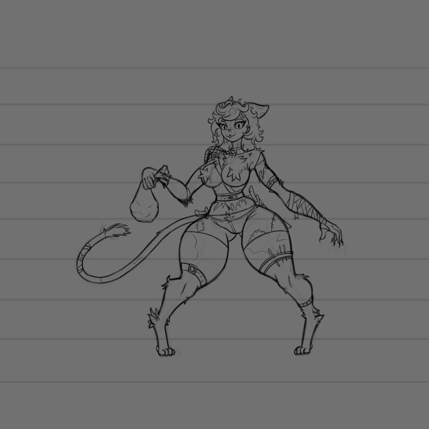 arsfromnowhere_(artist) big_breasts cat_ears cat_girl curvy feline furry huge_breasts monster monster_girl paws sketch thick wide_hips