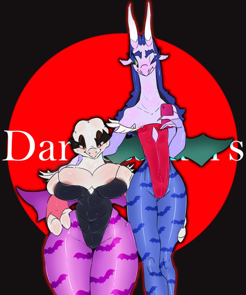 absurd_res anthro big_breasts bisamon bisamon_(oc) breasts capcom clothing darkstalkers dragon duo female flat_chest hi_res kobold large_breasts mammal small_breasts