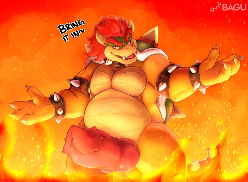 absurd_res anthro anthro_only armband bagu belly big_penis bowser bracelet collar dialogue erection eyebrows fire genitals hair half-closed_eyes hi_res horn jewelry knot koopa looking_at_viewer male male_only mario_(series) musclegut muscular narrowed_eyes nintendo open_mouth pecs penile_spines penis pink_penis red_hair reptile scalie shell simple_background smile solo spiked_armband spiked_bracelet spiked_collar spiked_penis spiked_shell spikes spikes_(anatomy) spread_arms super_mario_bros._(2023_film) teeth teeth_showing thick_eyebrows thick_penis turtle yellow_body