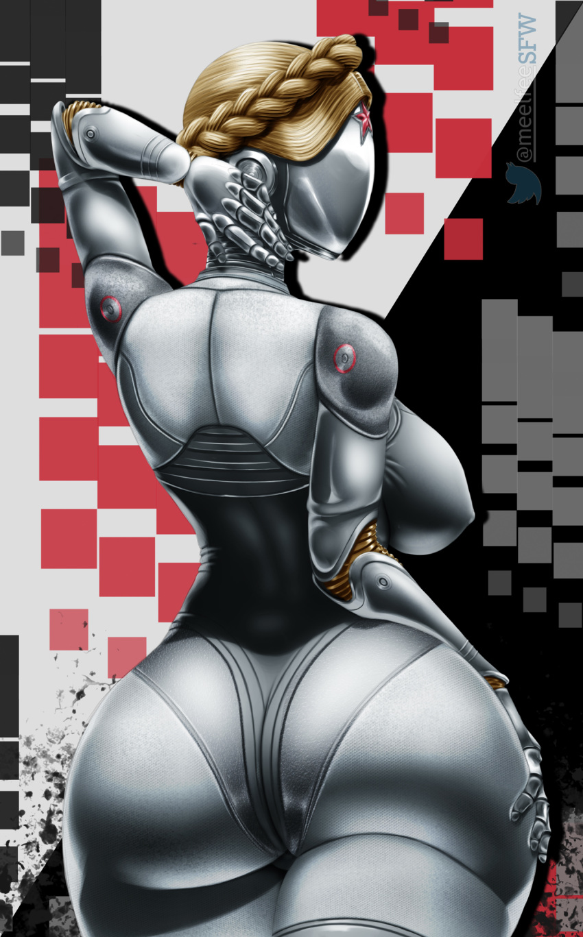 1girls android ass atomic_heart back_turned ballerina big_breasts braid breasts butt curvy faceless_female female mechanical meelfee metallic_body rear_view right_(atomic_heart) robot robot_girl solo the_twins_(atomic_heart) thick_ass thick_thighs twins