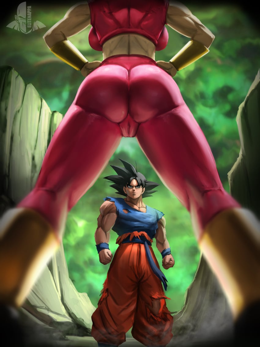 1boy 1girls ass backboob between_legs big_ass big_breasts black_hair breasts bubble_butt cameltoe clothing crotch_shot dragon_ball dragon_ball_super elitenappa fat_ass female female_saiyan fusion goku kefla large_ass looking_at_each_other male muscular muscular_male saiyan son_goku staredown thick_ass thick_thighs toned toned_female torn_clothes torn_clothing tournament_of_power universe_6/universe_7 universe_6_saiyan/universe_7_saiyan viewed_from_below wide_hips