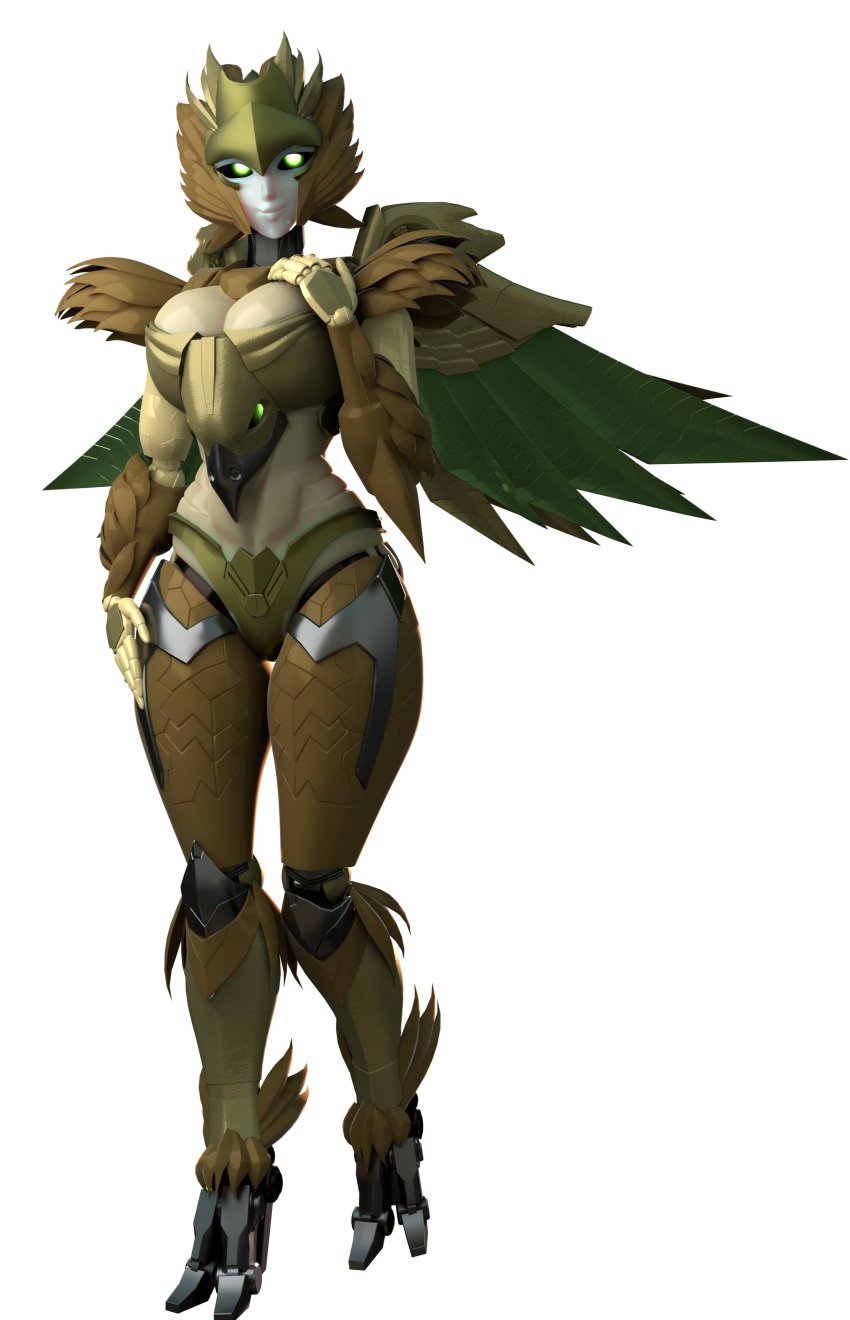 1girls 3d airazor barely_contained bird_feet blender blender_(software) brown_body eukarian feathered_wings feathers female female_only full_body green_eyes hand_on_breast helmet huge_breasts makeshift_bra pattern_legwear render robot robot_girl slim_waist solo_female tall_female talons thick_thighs thong transformers transformers_rise_of_the_beasts trawert walking white_background white_face wings